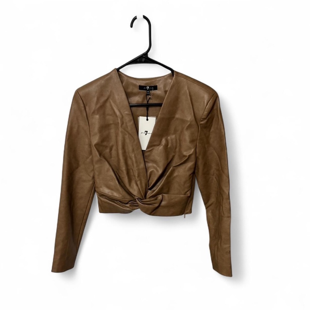 7 For All Mankind Brown Faux Leather Women's Jacket